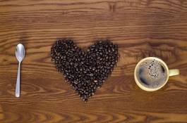 Naklejka ziarno serce kawiarnia kawa zdrowie