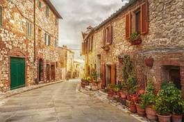 Naklejka kolorowe stare miasto w toskanii