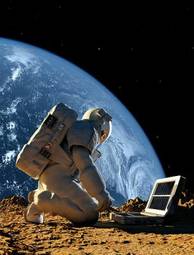 Naklejka kosmos transport glob astronauta świat