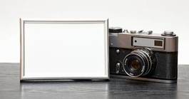 Fotoroleta vintage stary stół fotografia kamera
