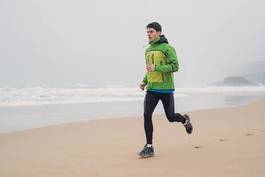 Naklejka plaża zdrowie mężczyzna jogging fitness