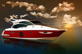 Naklejka słońce motorówka łódź