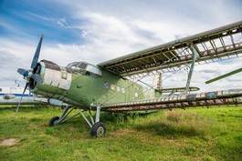 Obraz na płótnie trawa transport retro samolot