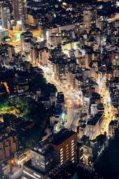 Plakat miejski drapacz panoramiczny japoński