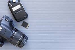 Fototapeta karta pamięci kamera biurko pulpit