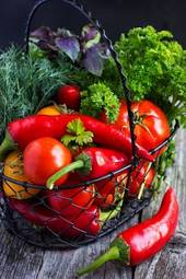 Naklejka pieprz zdrowy witamina pomidor warzywo