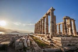 Obraz na płótnie słońce grecki wybrzeże kolumna