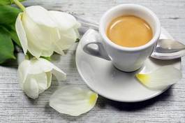 Naklejka expresso kawa tulipan kwiat filiżanka