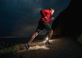 Plakat lekkoatletka sport jogging widok noc
