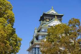 Naklejka zamek azja japonia pejzaż jesień