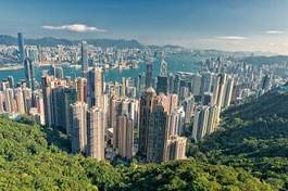 Naklejka panorama chiny drapacz hongkong