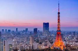 Naklejka zmierzch japoński noc wieża niebo