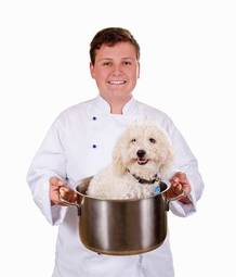 Obraz na płótnie zwierzę pies jedzenie mężczyzna