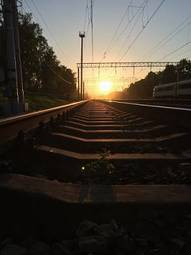 Fototapeta niebo droga słońce tor kolejowy