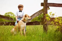 Fotoroleta pies dzieci zwierzę chłopiec