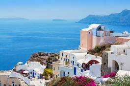 Obraz na płótnie pejzaż miasto wzgórze lato grecki