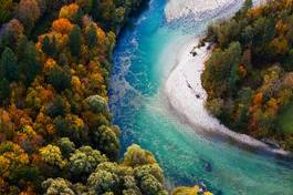 Fotoroleta woda świerk jesień spokojny las