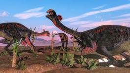 Plakat dinozaur zwierzę 3d krajobraz gad