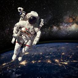 Plakat wszechświat glob kosmos astronauta gwiazda