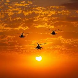 Fotoroleta wojskowy słońce świt natura niebo