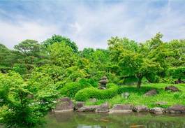 Naklejka japonia błękitne niebo ogród japoński