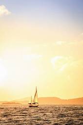 Obraz na płótnie słońce brzeg pejzaż żeglarstwo