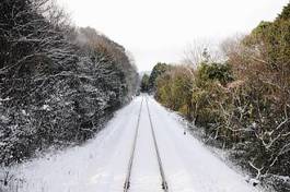 Naklejka śnieg droga lokomotywa