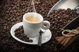 Naklejka kawa kawiarnia ziarno expresso napój