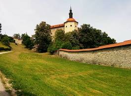 Naklejka zamek słowenia kamień średniowiecznej ściana