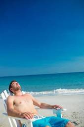 Naklejka słońce spokojny plaża leżak