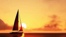 Naklejka łódź słońce sundown
