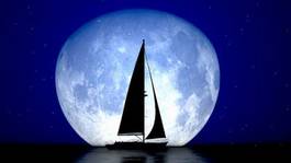 Fotoroleta łódź księżyc marynarz podświetlenie
