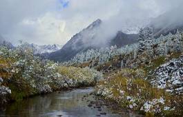 Fotoroleta góra śnieg jesień pejzaż