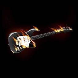 Fotoroleta rock electric guitar on fire