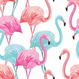 Naklejka ptak wzór tropikalny dżungla flamingo
