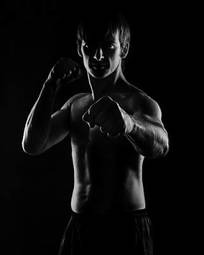 Naklejka kick-boxing piękny ciało mężczyzna ruch