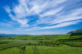Naklejka błękitne niebo japonia krajobraz highland