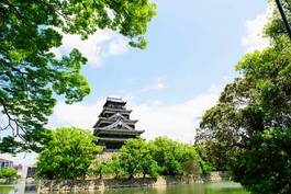 Naklejka japonia zamek błękitne niebo lato