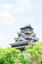 Naklejka japonia błękitne niebo lato stary zamek