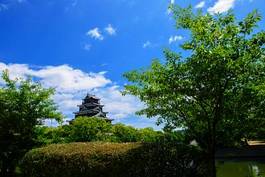 Plakat stary lato zamek japonia atrakcyjność turystyczna