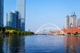 Obraz na płótnie nowoczesne budynki i rzeka