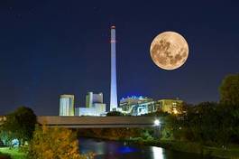 Obraz na płótnie kraftwerk in der nacht
