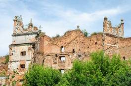 Fototapeta the collapsed ruins of the old castle walls near lviv in ukraine