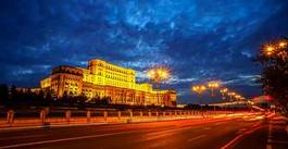 Naklejka rumunia pałac noc bukareszt