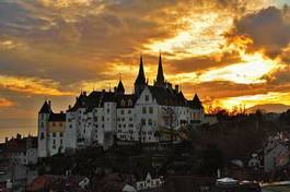 Fototapeta miasto słońce zamek jesień