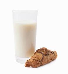 Plakat croissant and glass of milk