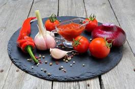 Plakat napój jedzenie pomidor pieprz warzywo