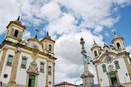 Plakat niebo statua kolumna brazylia kościół