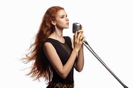 Obraz na płótnie nowoczesny karaoke dziewczynka kobieta