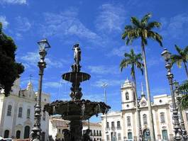 Naklejka brazylia palma niebo kościół fontanna